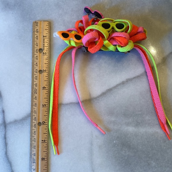 Vintage Neon Yellow,Orange and Pink Hair Bow with Sunglasses Accents - Picture 4 of 8